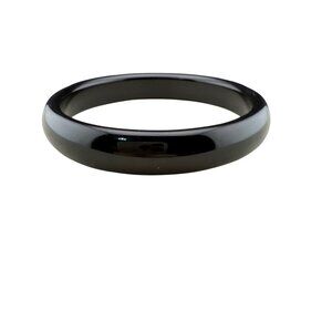 Black Rounded Gemstone Bangle Bracelet 8-Inch Circular Polished Finish Jewelry S